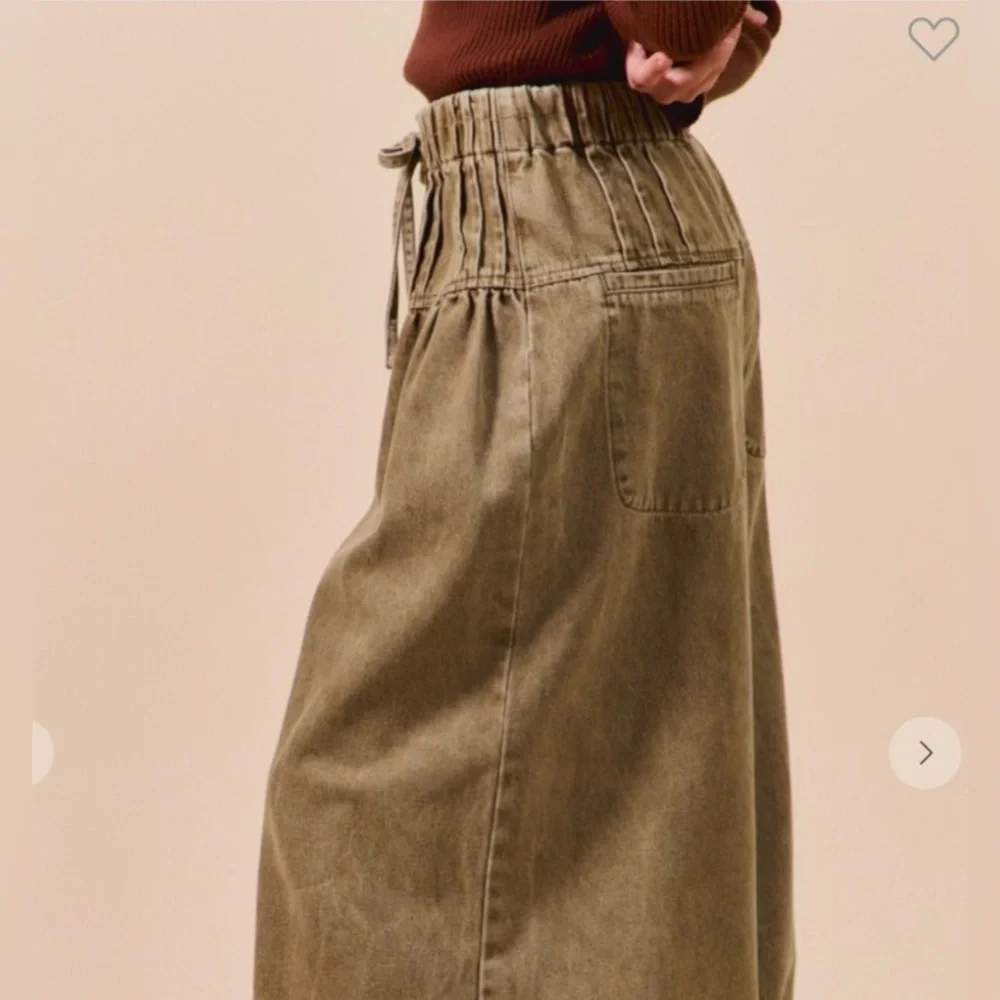 New So Me Wide-Leg Drawstring Pants ~ Olive - Picture 6 of 16